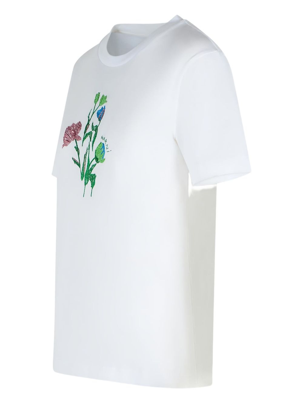 floral-embroidered crewneck T-shirt - 3