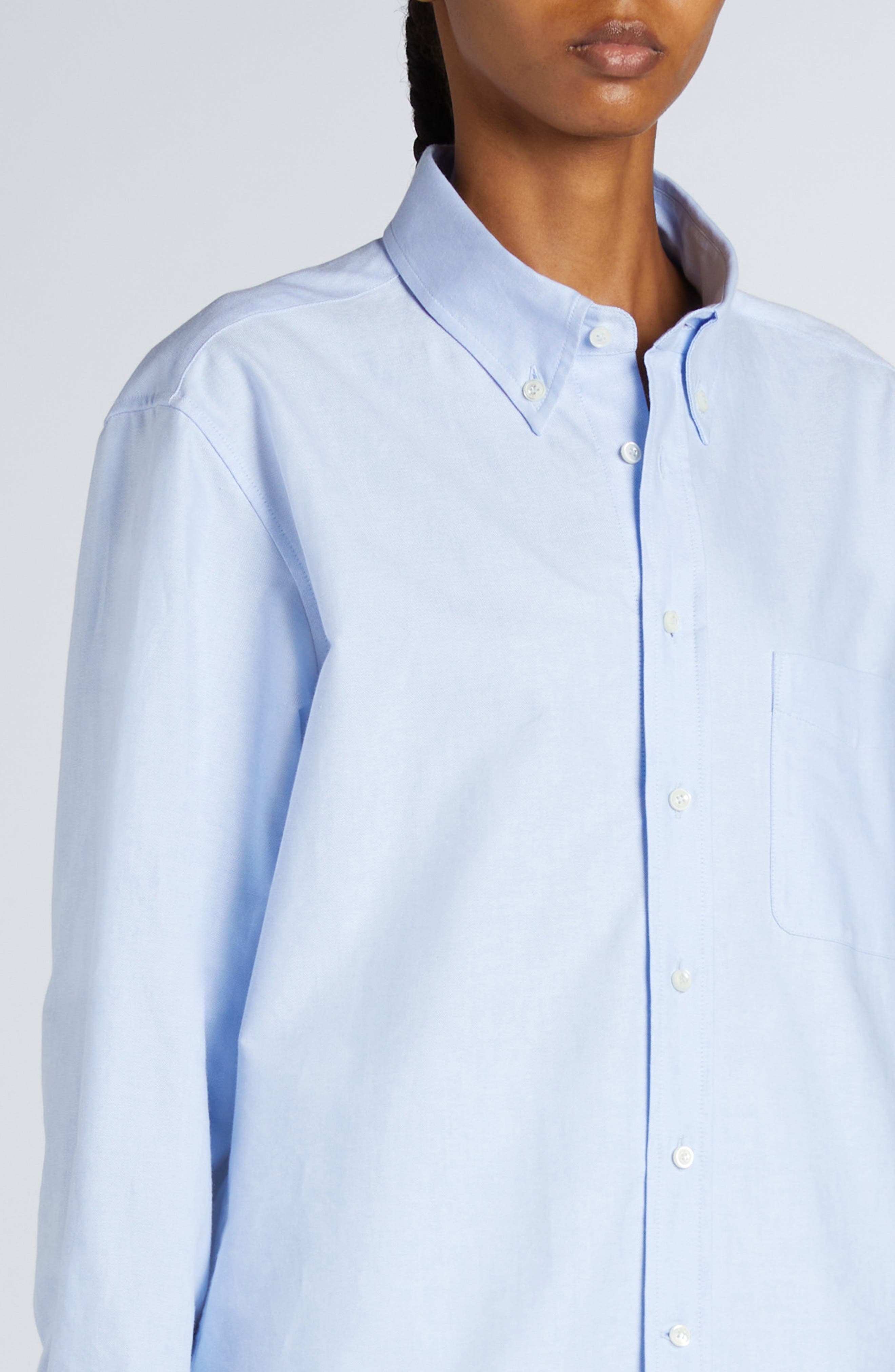 Moncler Cotton Button-Down Shirt in Light Blue at Nordstrom - 5