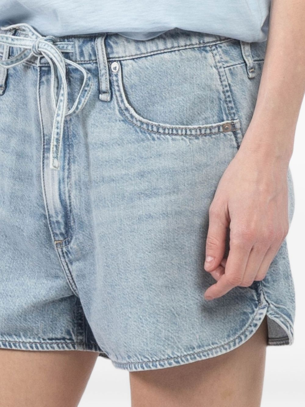 drawstring denim shorts - 5