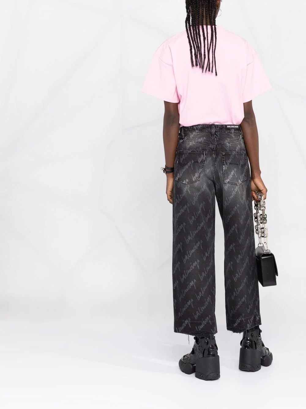 logo-print cropped pants - 6