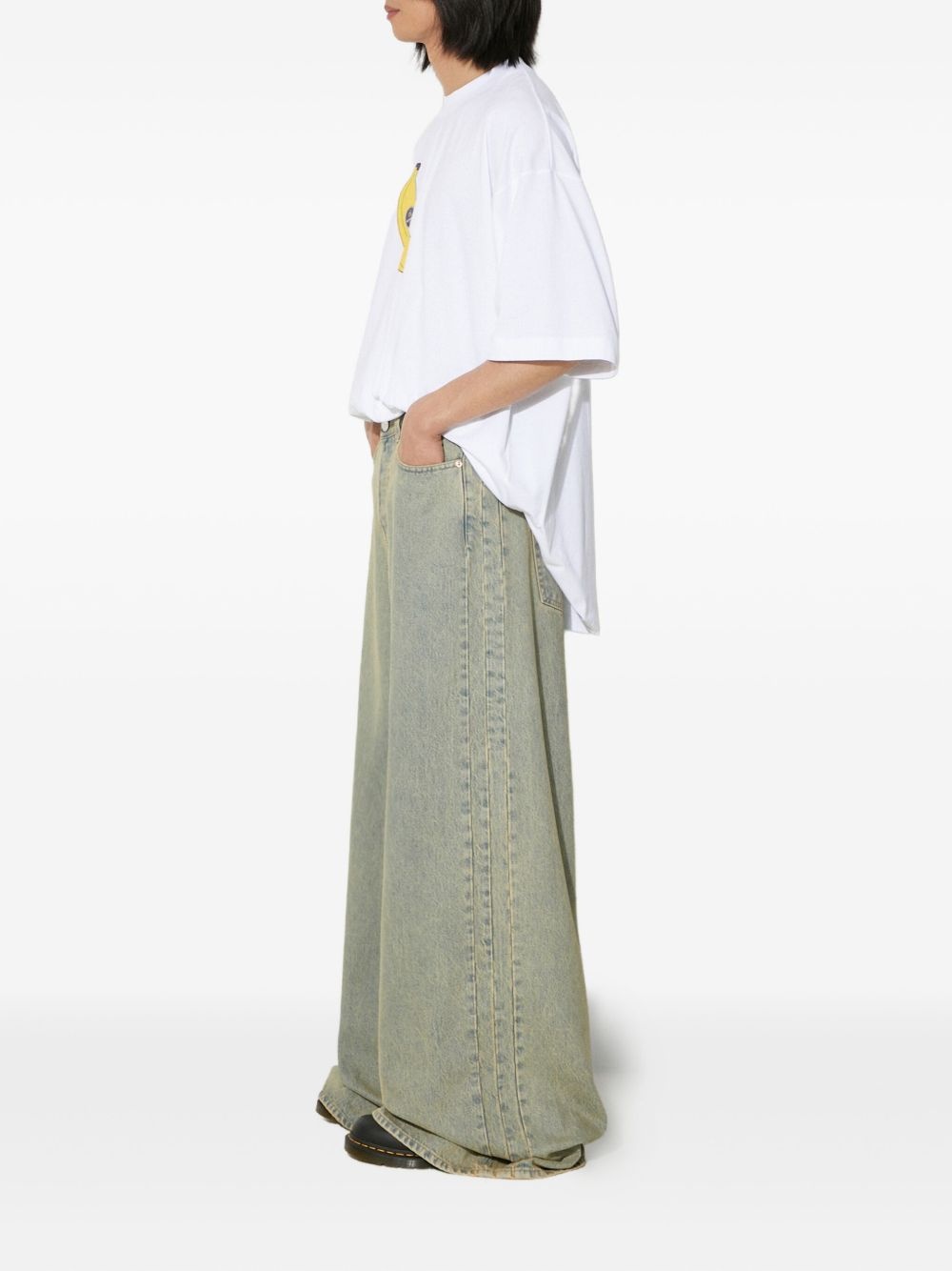 faded wide-leg jeans - 3