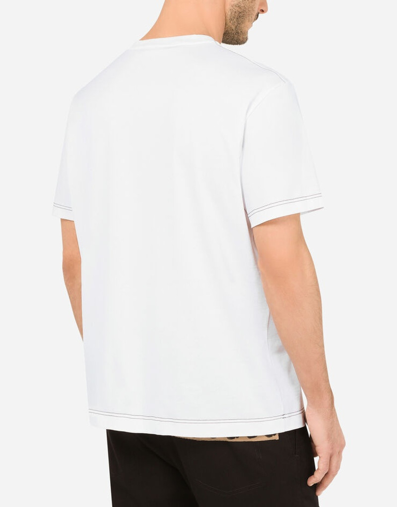 Cotton T-shirt with leopard-print DG patch 5