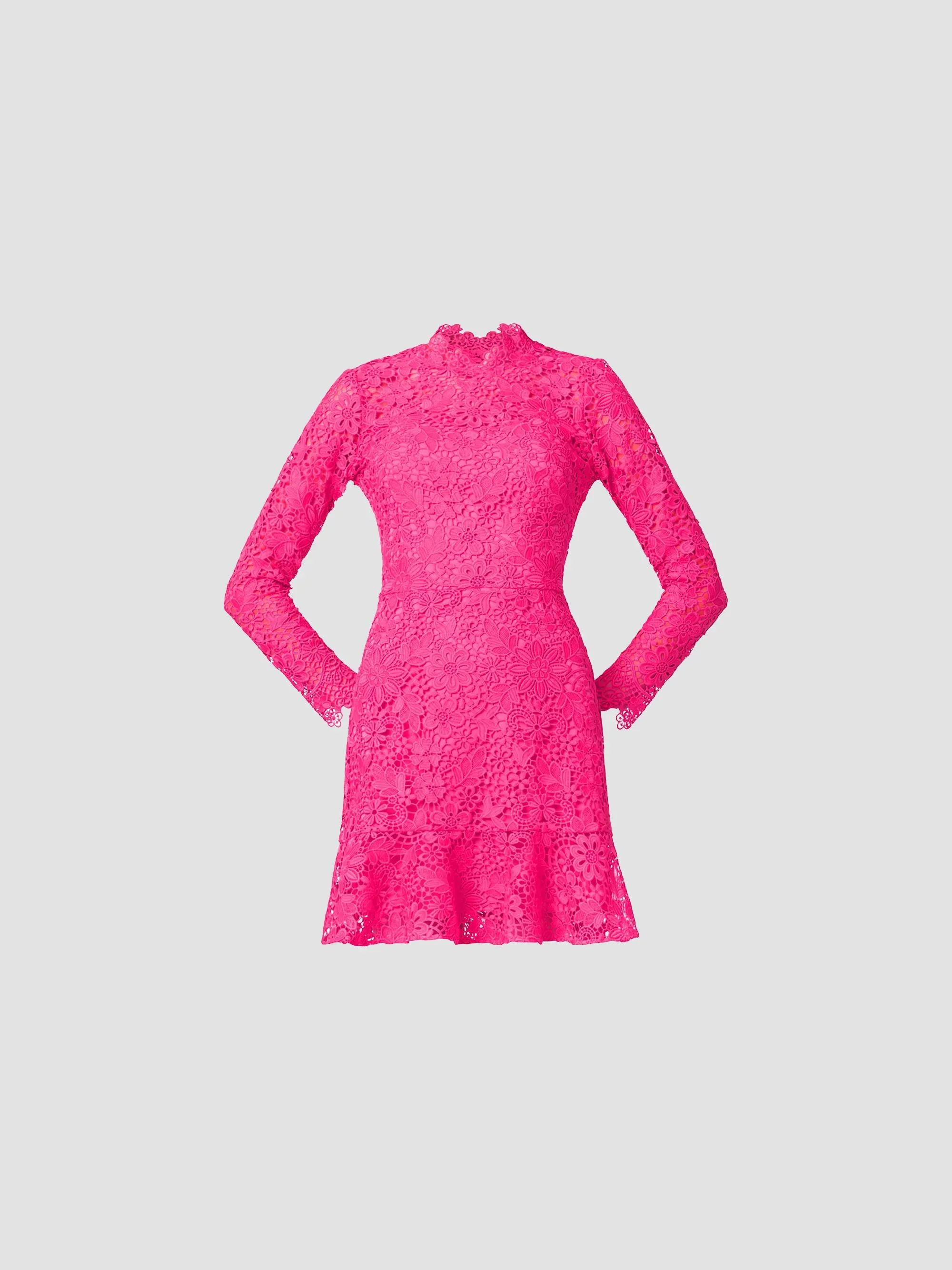 Women's Gracie Lace-Trim A-Line Minidress - Magenta - 1