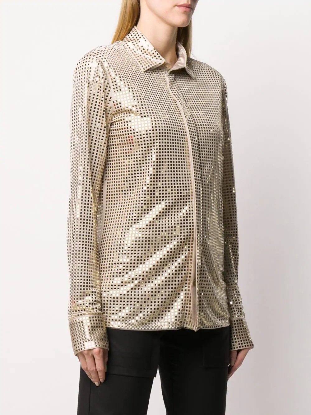 mirror-embellished long-sleeve shirt - 3