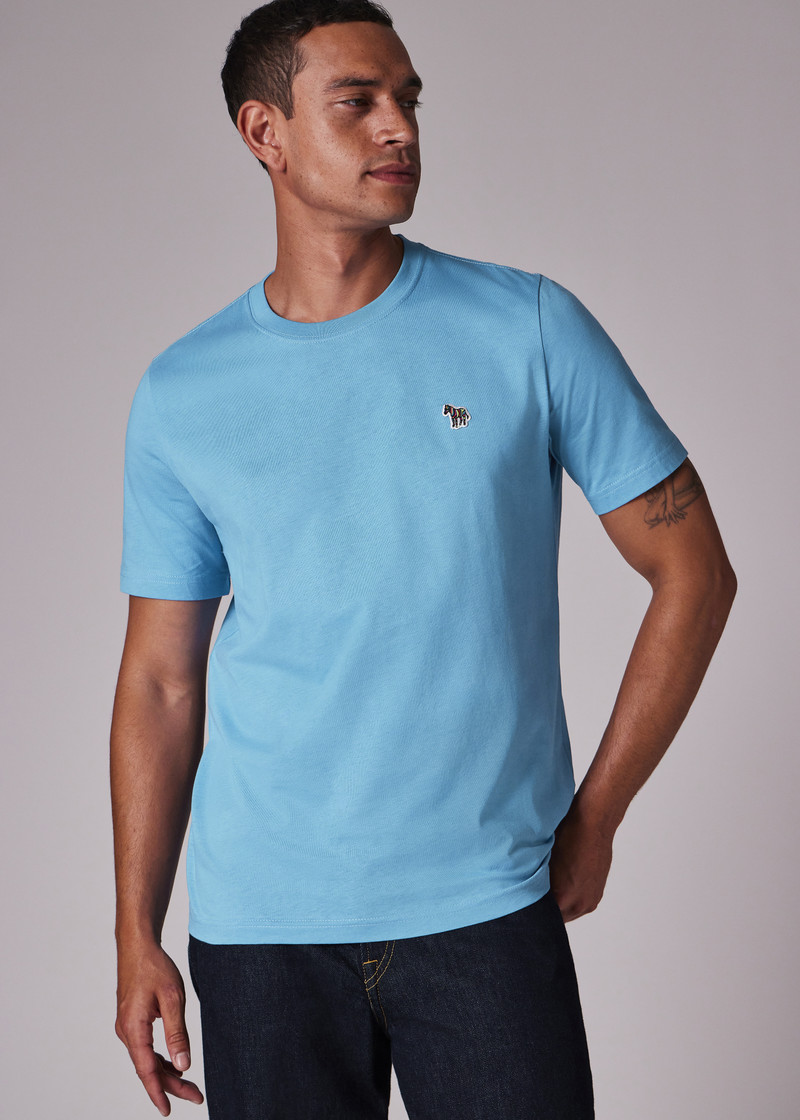 Mid Blue Organic Cotton Zebra Logo T-Shirt 3