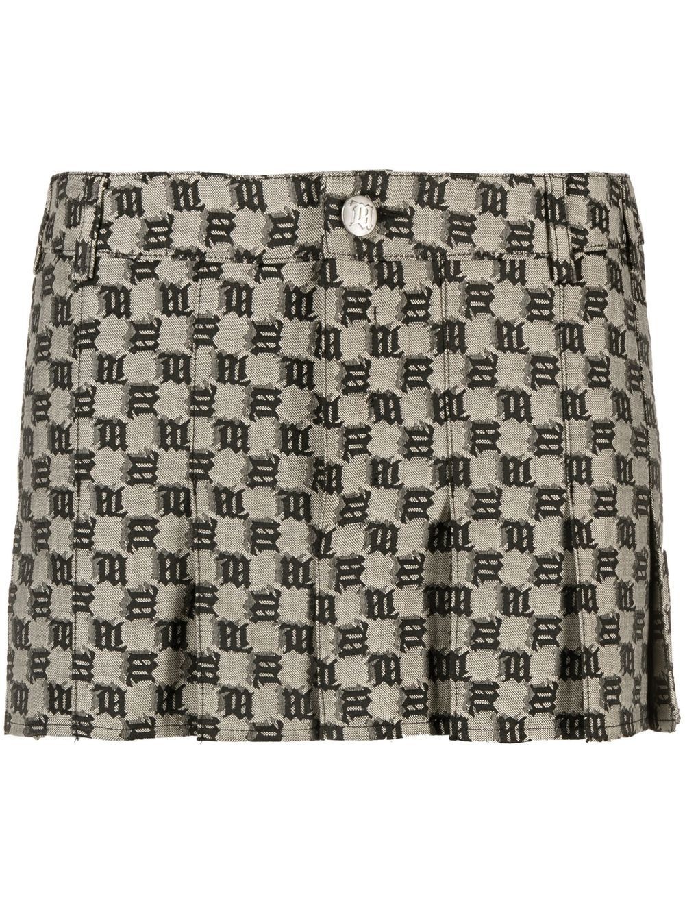 monogram-pattern pleated mini skirt - 1