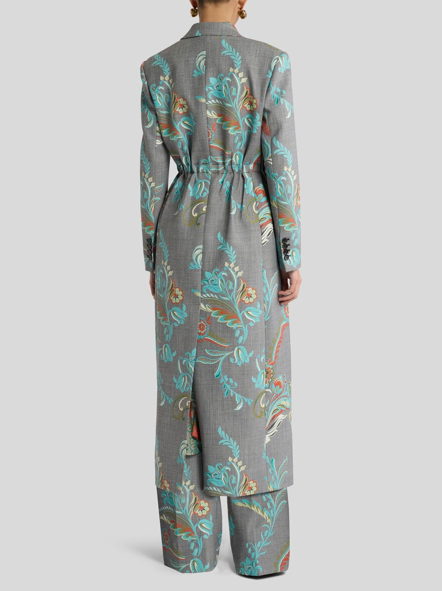DOUBLE-BREASTED WOOL-BLEND COAT WITH DAFFODIL PRINT - 4