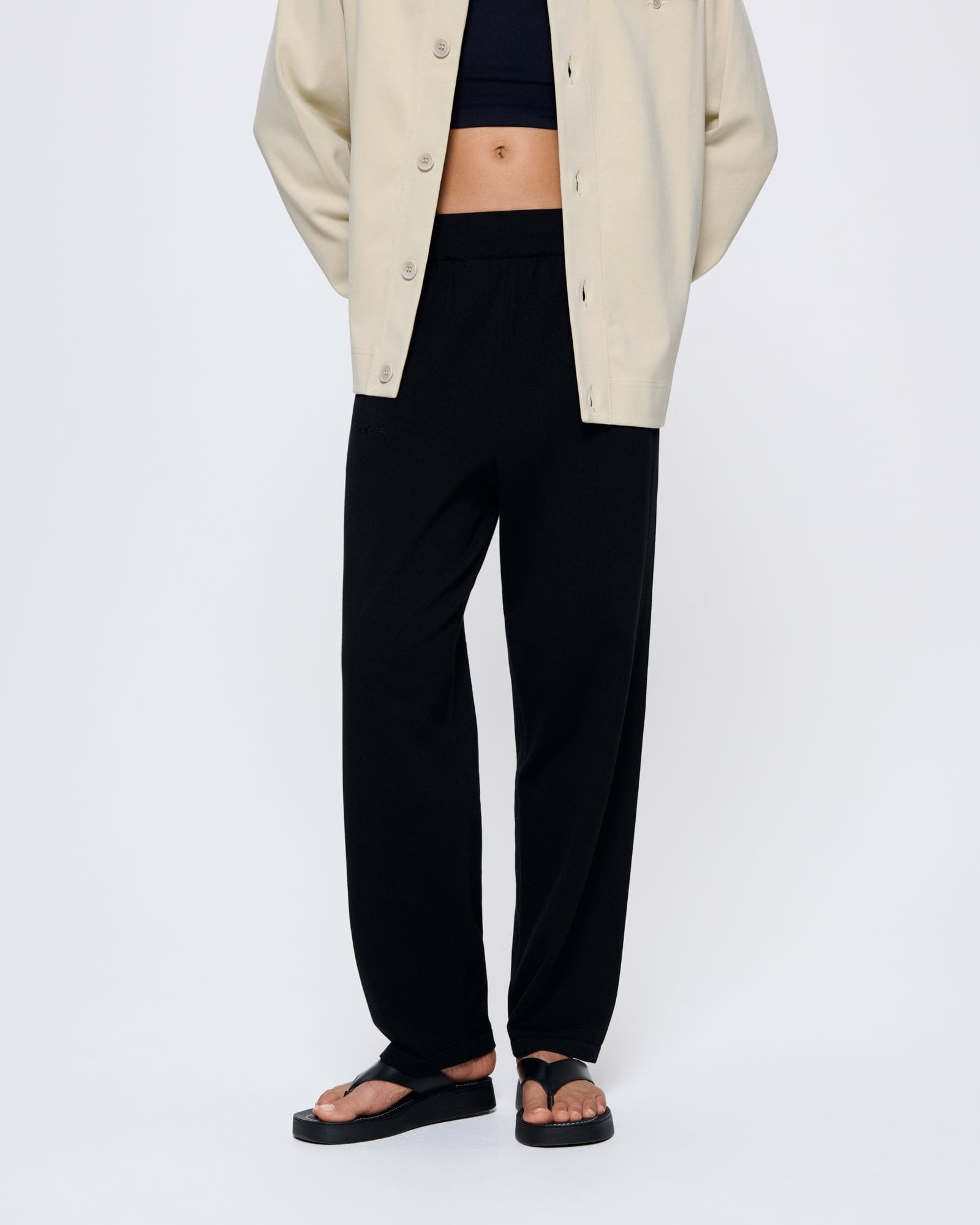 Womens DNA Knitted Straight Leg Track Pants - Black - 3