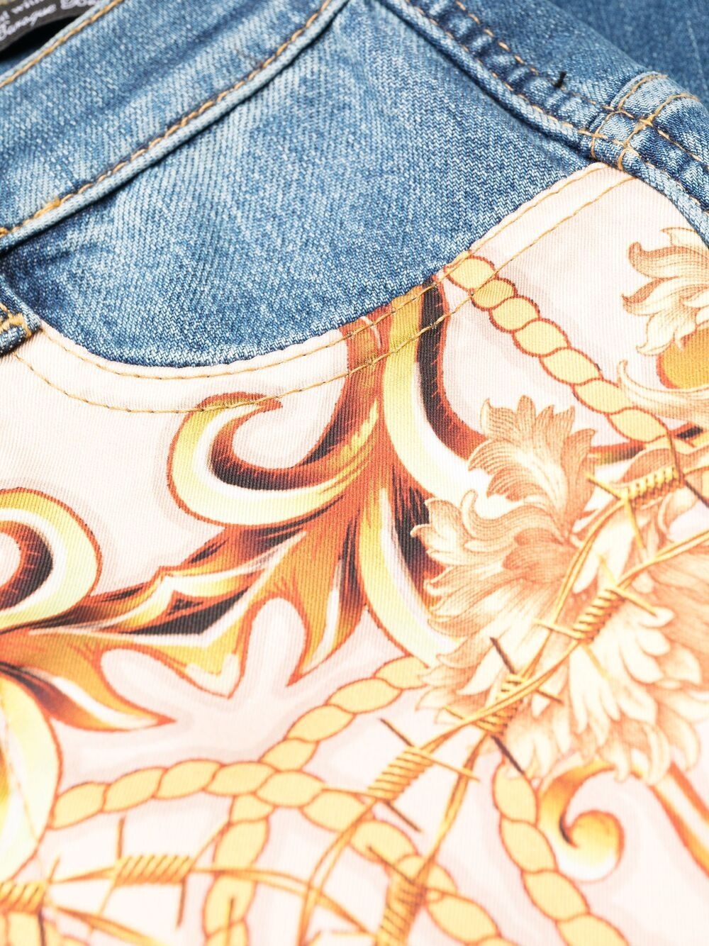 baroque-print skinny jeans - 7