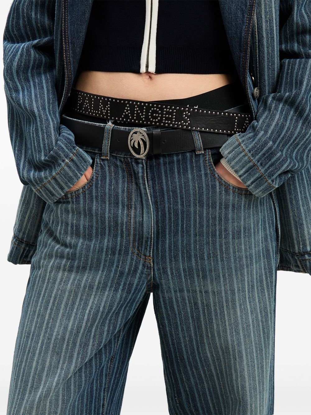 logo studded belt - 4