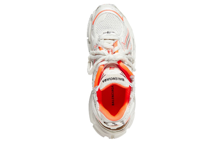 (WMNS) Balenciaga Runner Sneakers 'White Fluo Orange Mesh and Nylon' 677402W3RBM9770 - 3