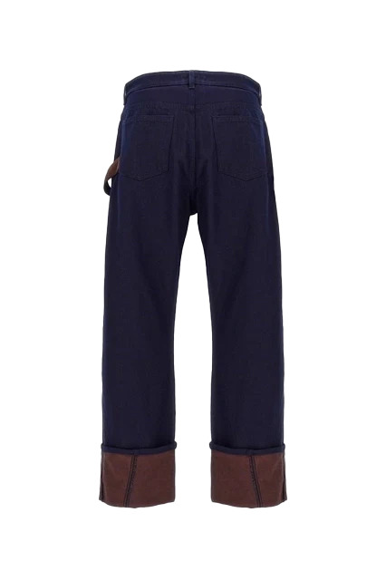 JW Anderson Turn Up Twisted Workwear Jeans Blue/Red - 2