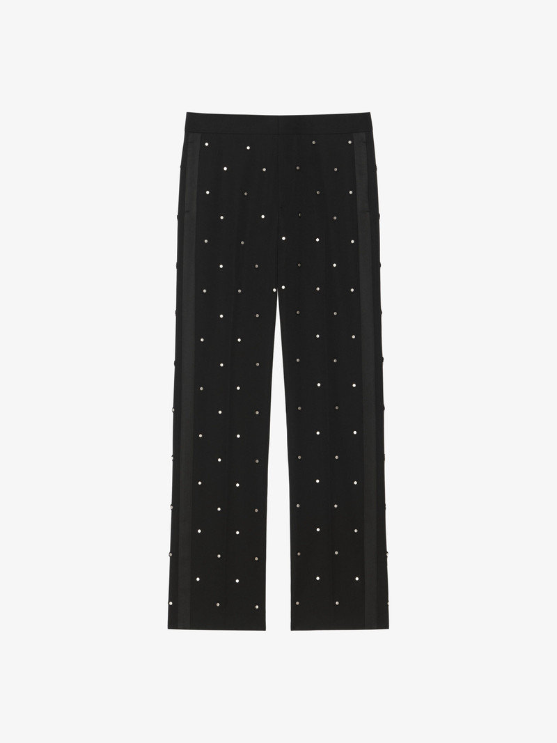 WIDE PANTS IN WOOL WITH PIPING AND STUDS 1