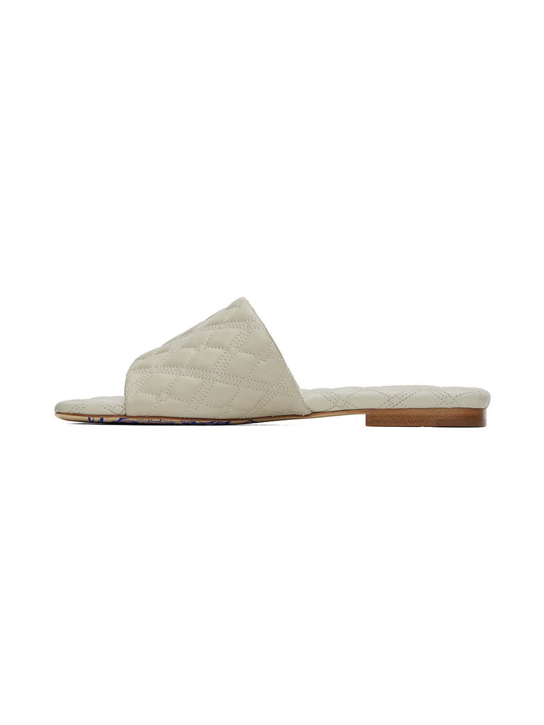 Beige Leather Quilt Sandals - 3