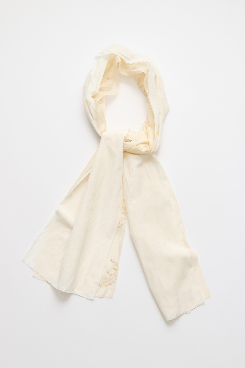 Layered Scarf Cloud White Silcot Weave 1