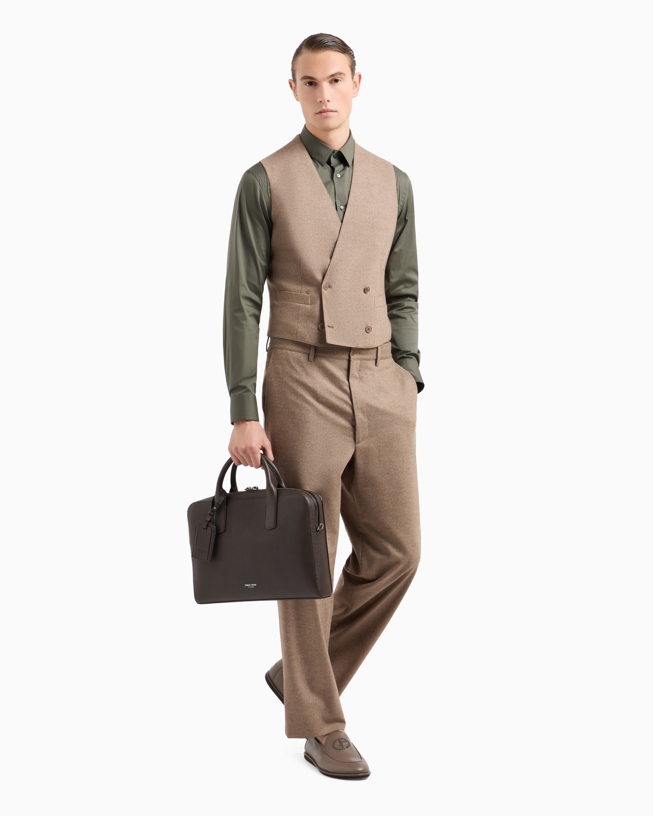 PEBBLED LEATHER BRIEFCASE - 6