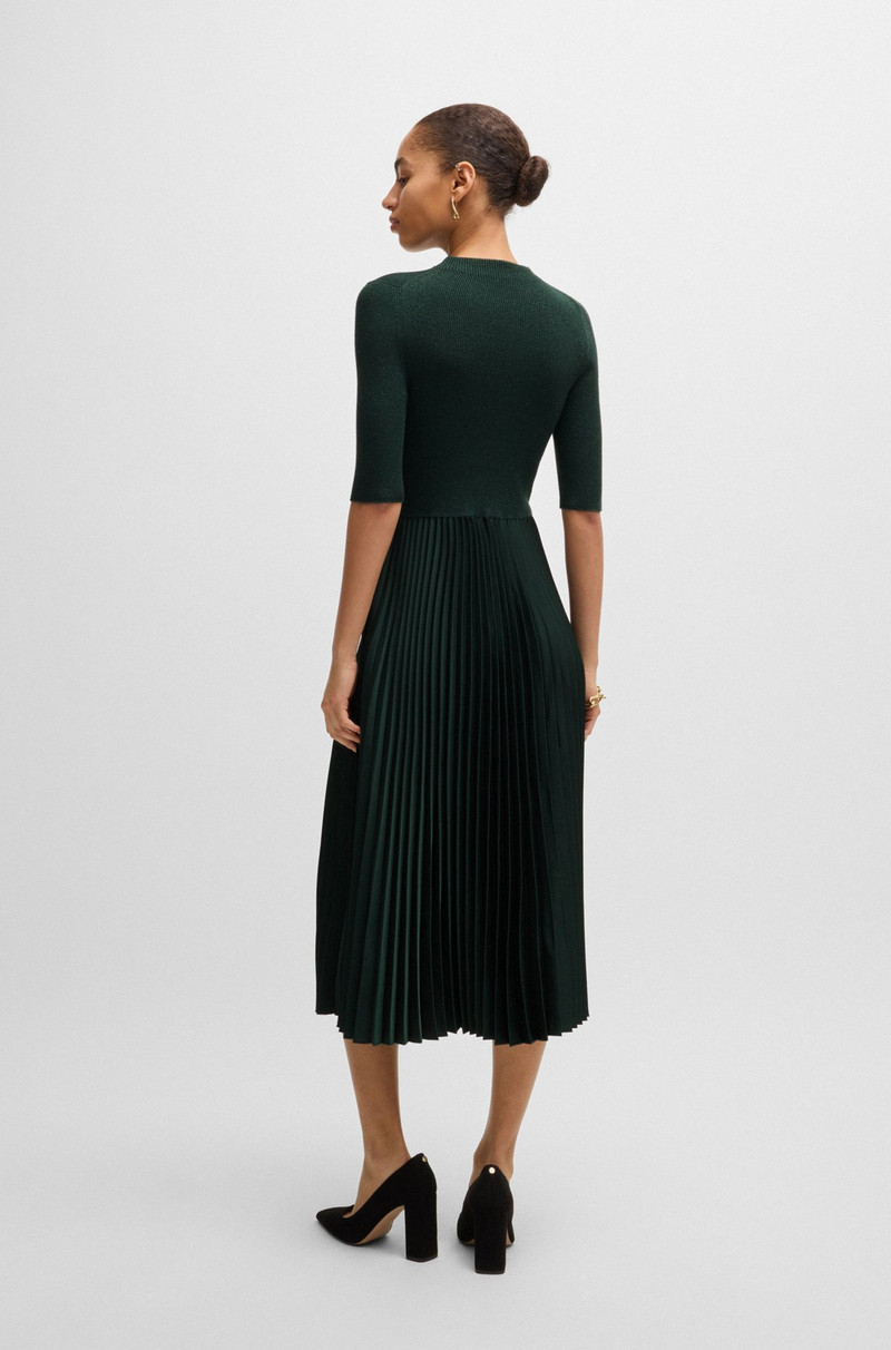 CROPPED-SLEEVE DRESS WITH PLISSÉ SKIRT 5