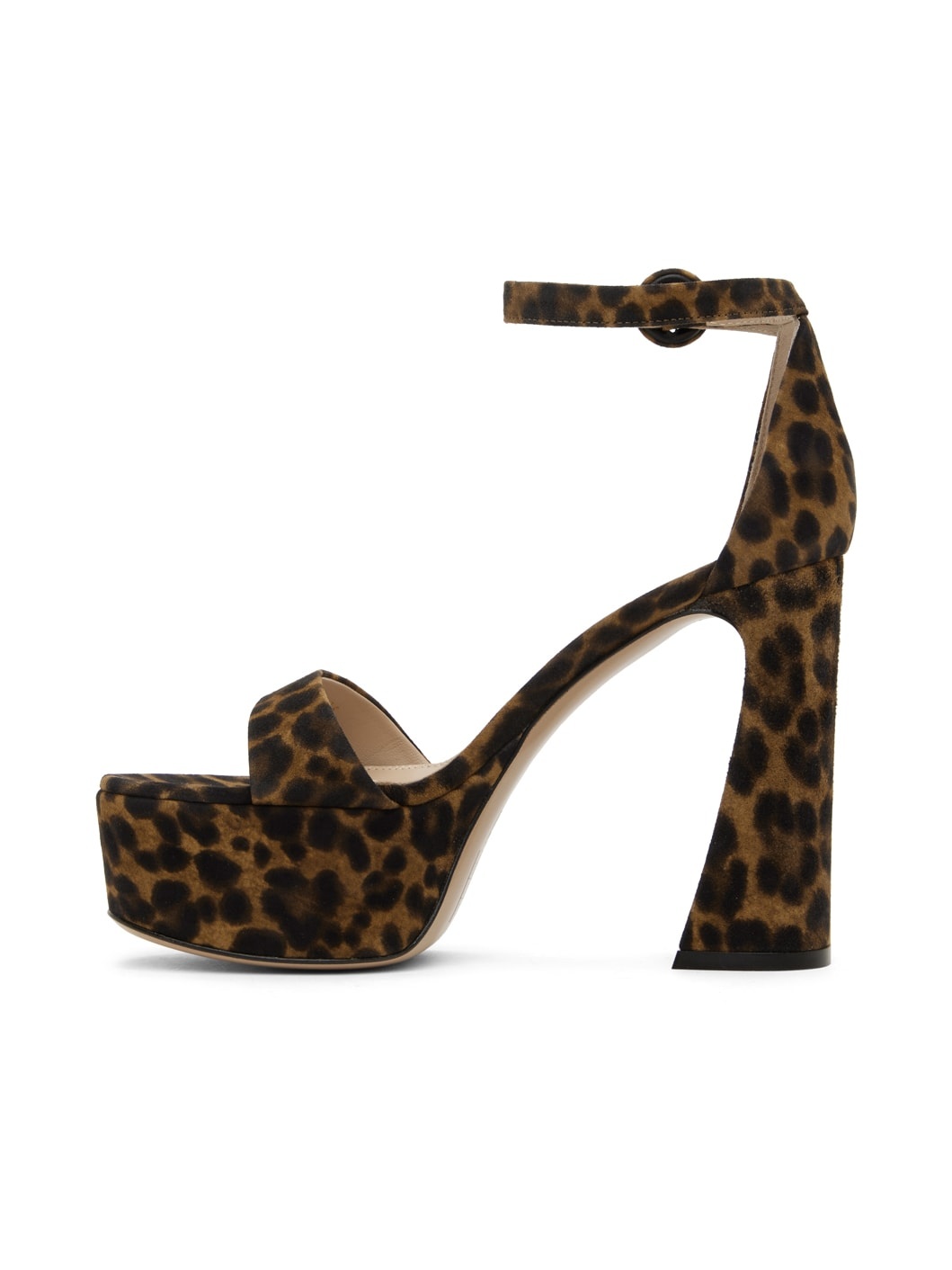 Brown Leopard Print Heeled Sandals - 3