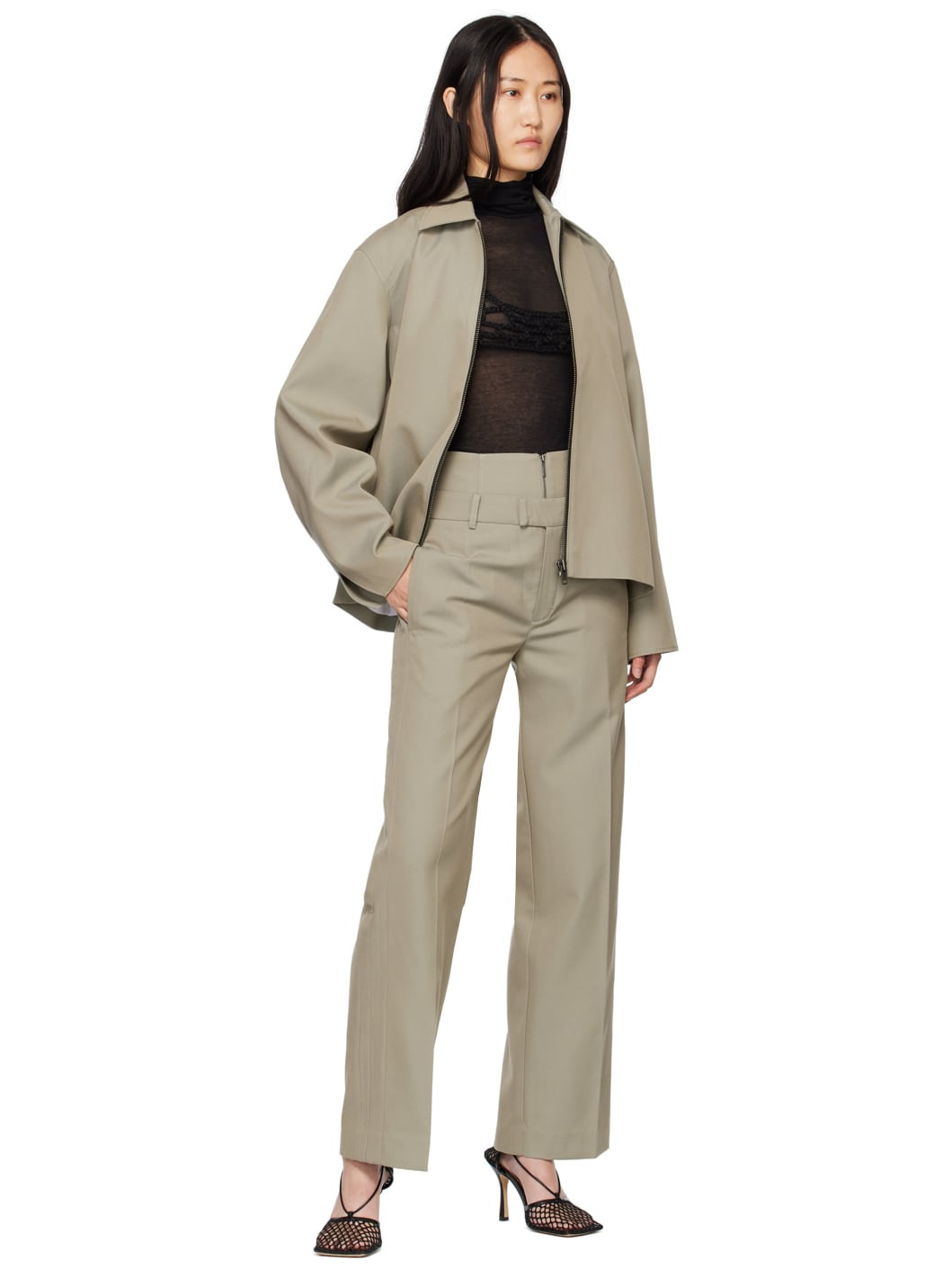Khaki Double Waistband Trousers - 4