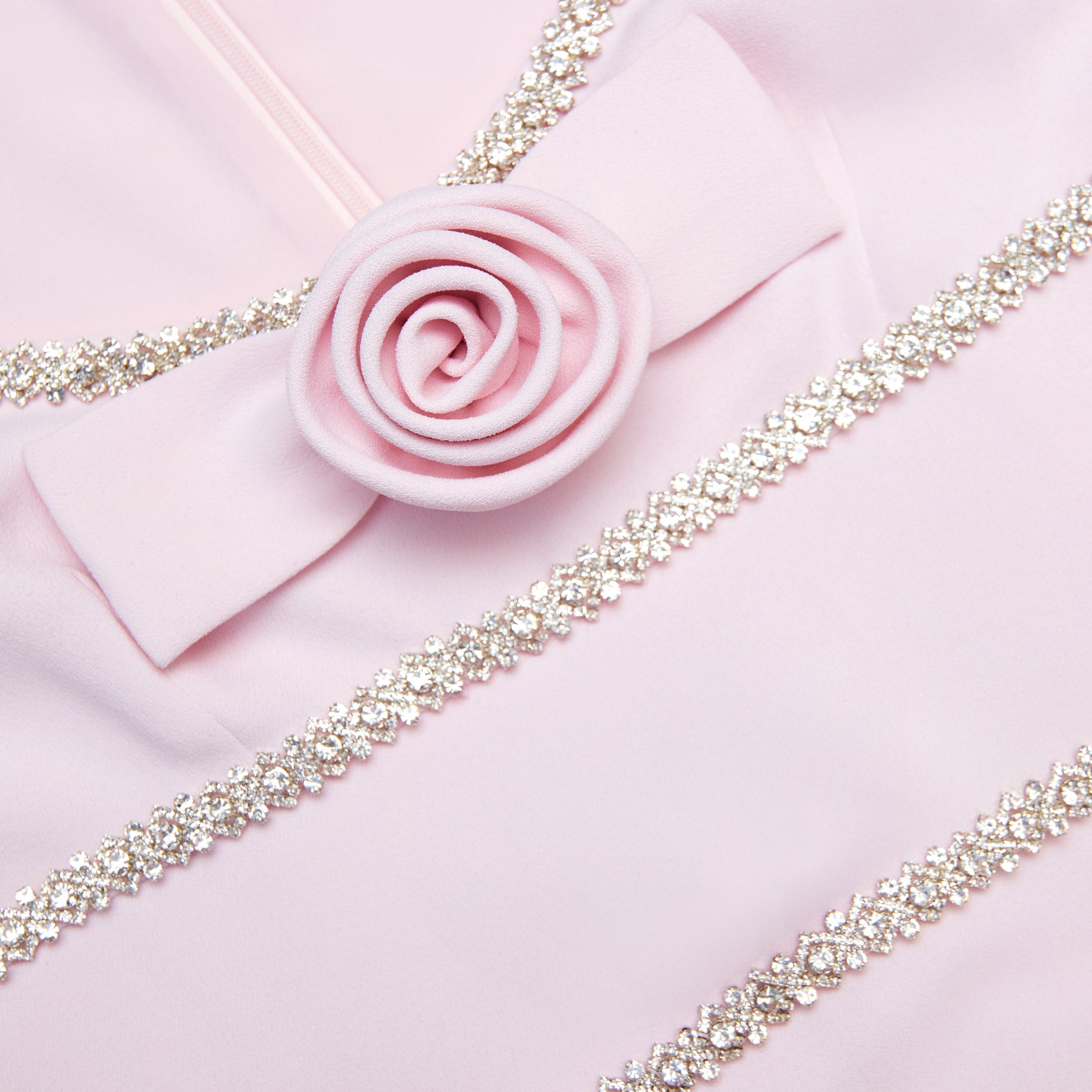 Pink Crepe Crystal Trim Maxi Dress - 5
