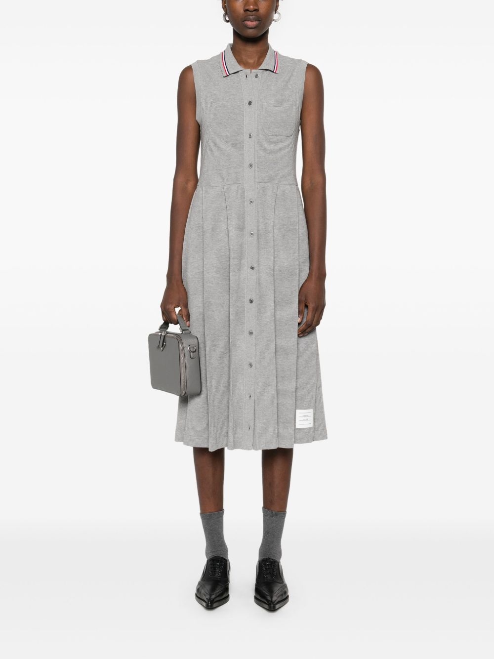 RWB-stripe pleated midi dress - 2