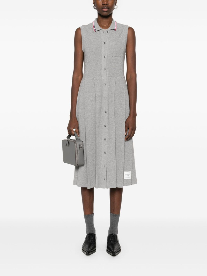 Thom Browne RWB-stripe pleated midi dress outlook