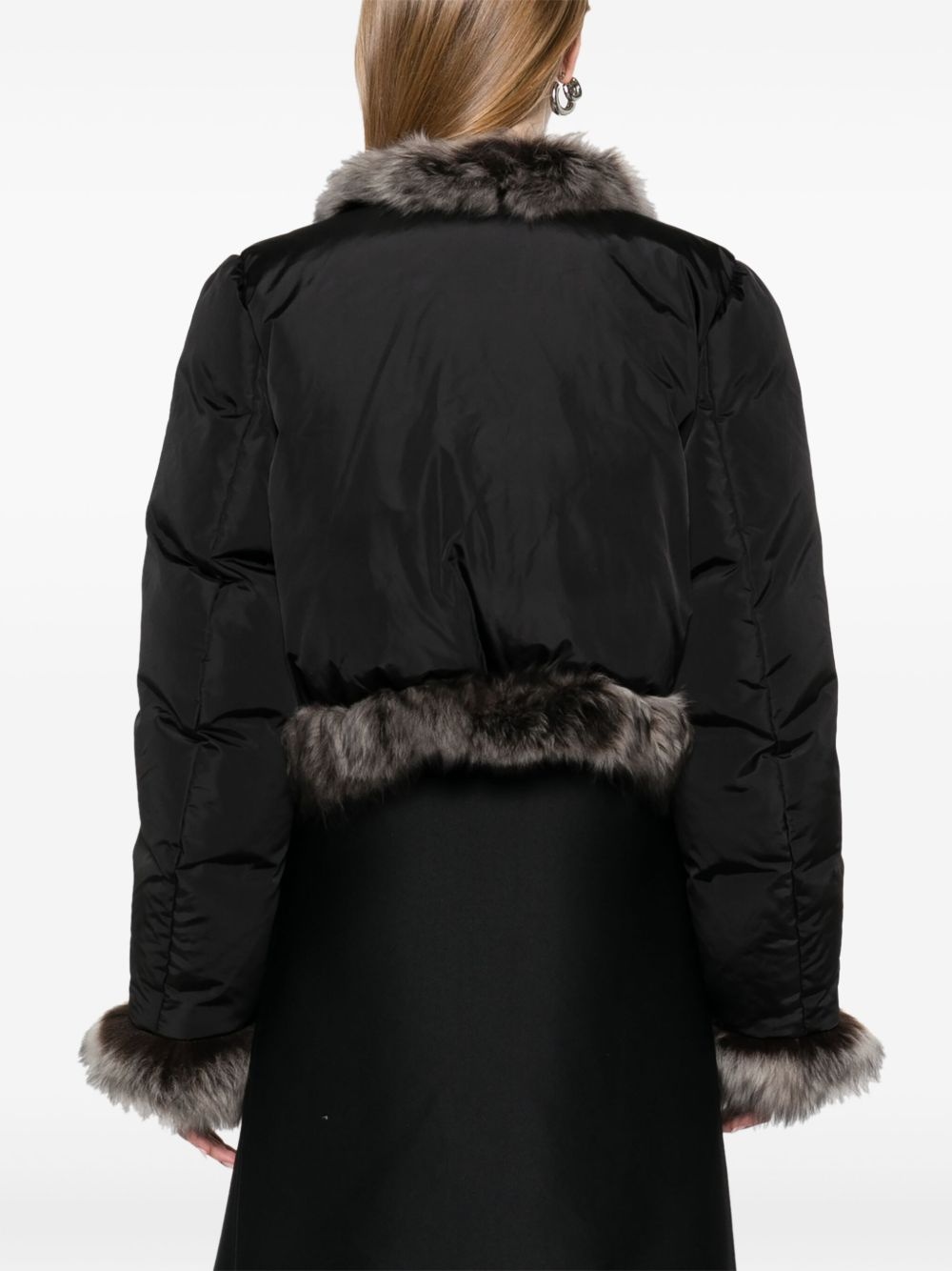 faux fur-trim puffer jacket - 4