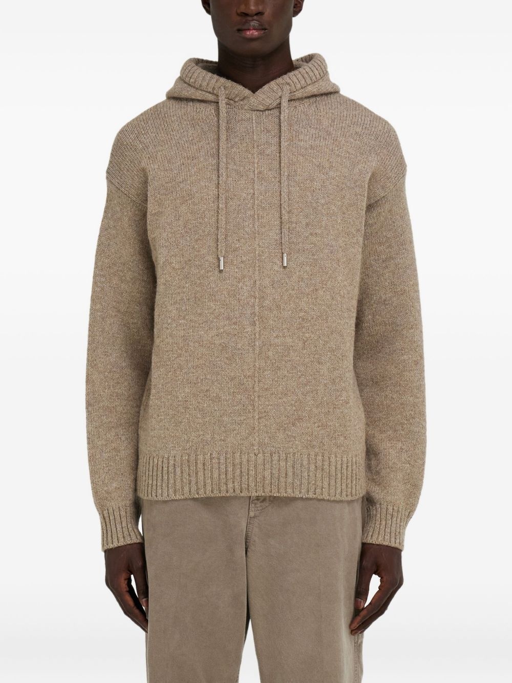 virgin-wool knitted hoodie - 3