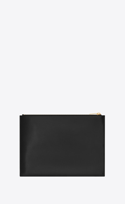 SAINT LAURENT tiny monogram zipped tablet holder in shiny leather outlook