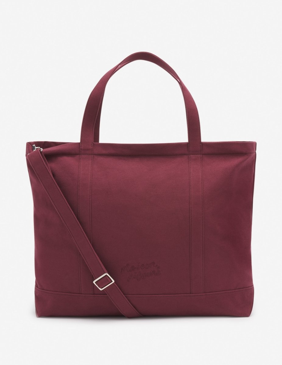■MAISON KITSUNE■ Fox Head XL Tote Bag Chestnut LW05105WW01 Maison Kitsuné FOX HEAD LARGE UNISEX - Tote bag - chesnut