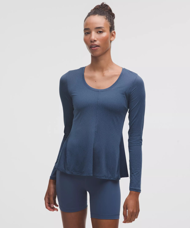 Lightweight Flowy Hem Long-Sleeve Shirt 1