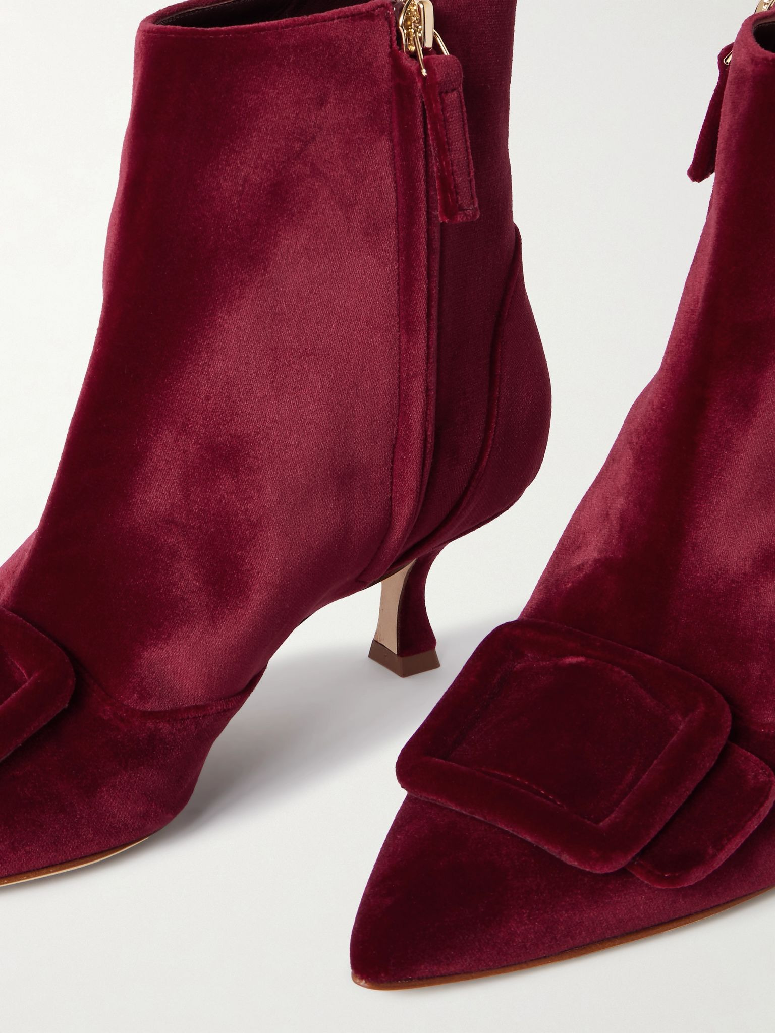Baylow 50 buckled velvet ankle boots Red - 4