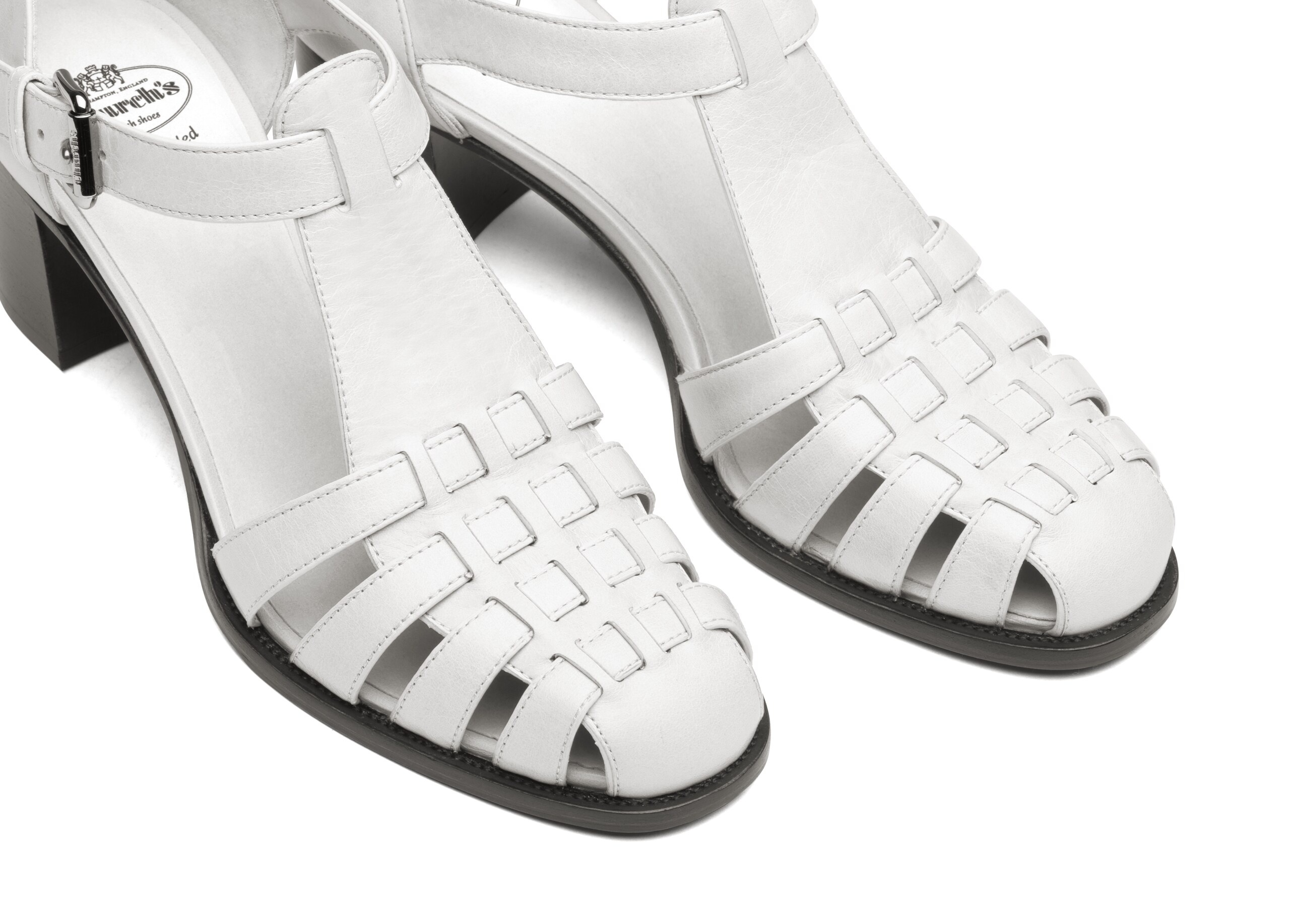 Kelsey 50
Shine Calf Leather Mid Heel Sandal White - 4