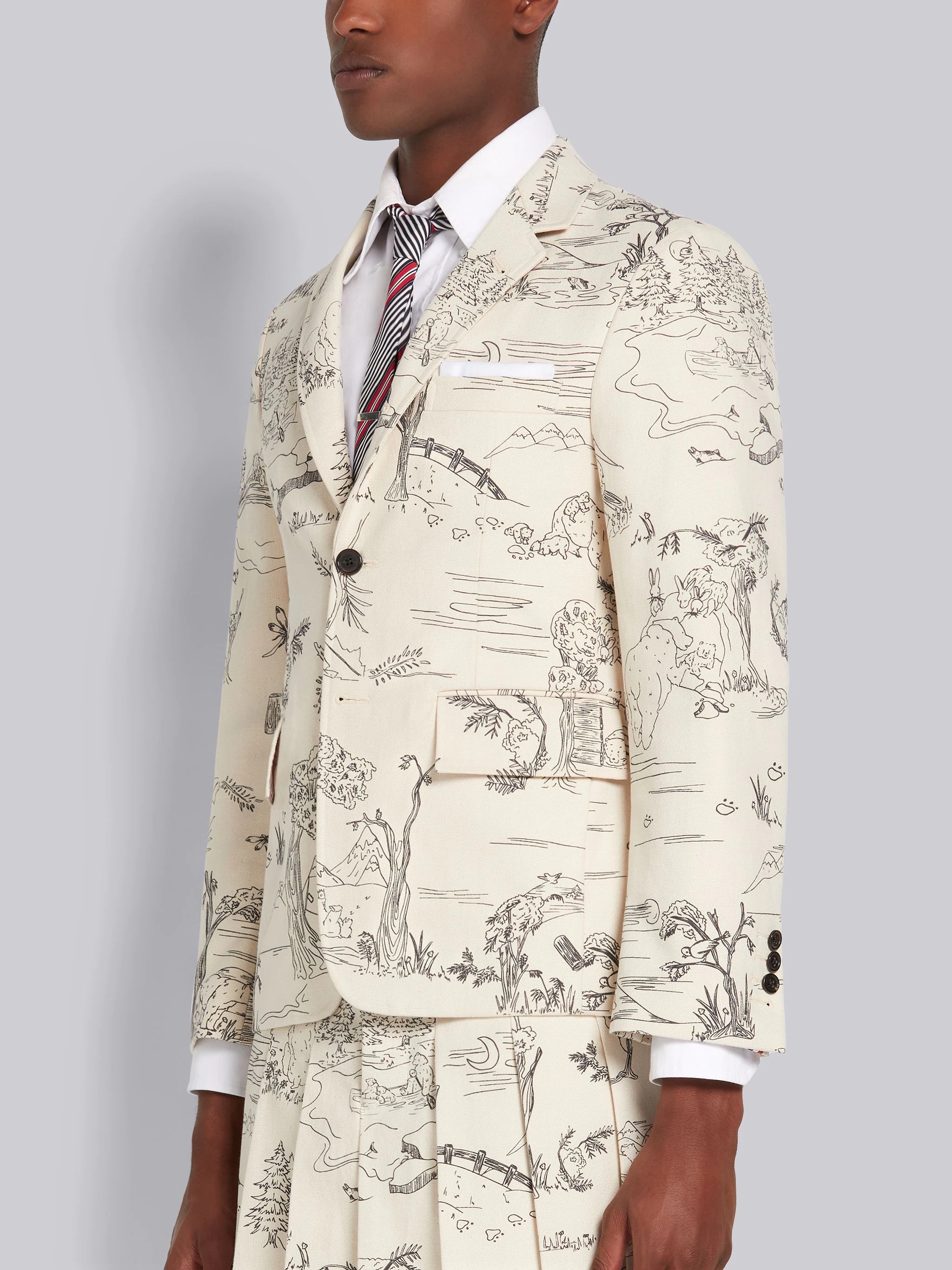 White Bear Camp Cotton Canvas Toile Unconstructed Classic Sport Coat - 2