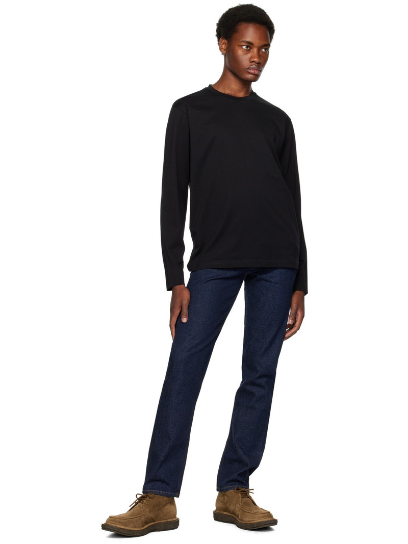 Sunspel Black Riviera Midweight Long Sleeve T-Shirt outlook