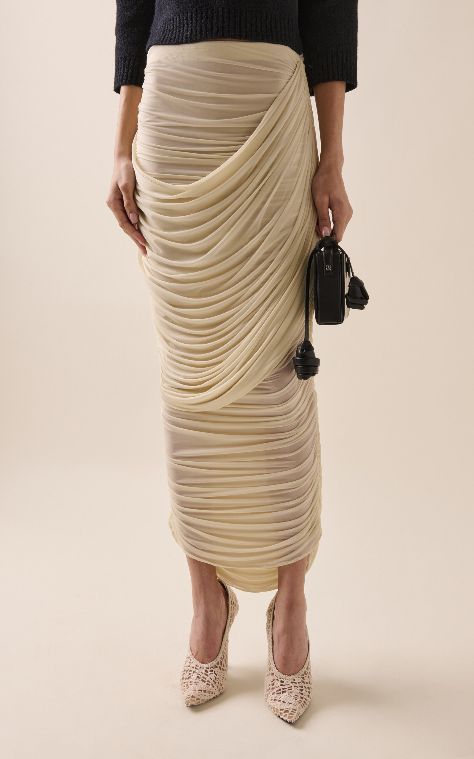 Draped Maxi Skirt ivory - 3