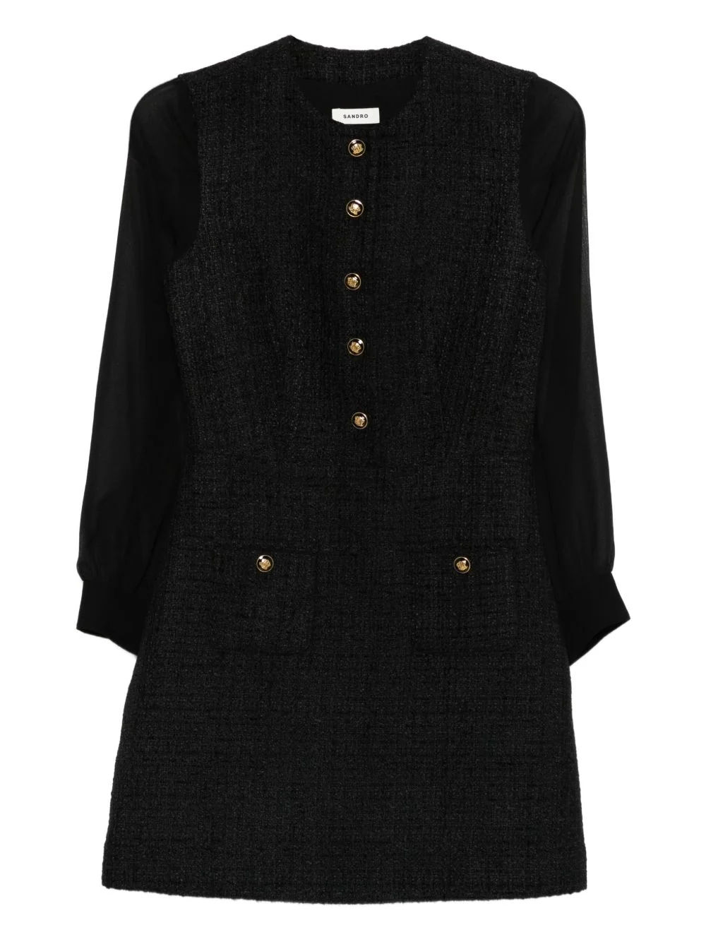 button-detailed tweed mini dress - 1
