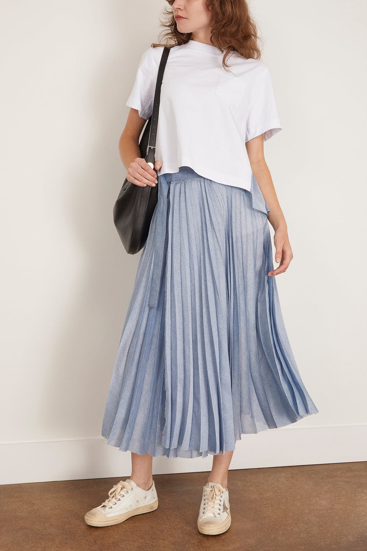 Denim x Cotton Jersey T-Shirt in Off White/Light Blue - 2