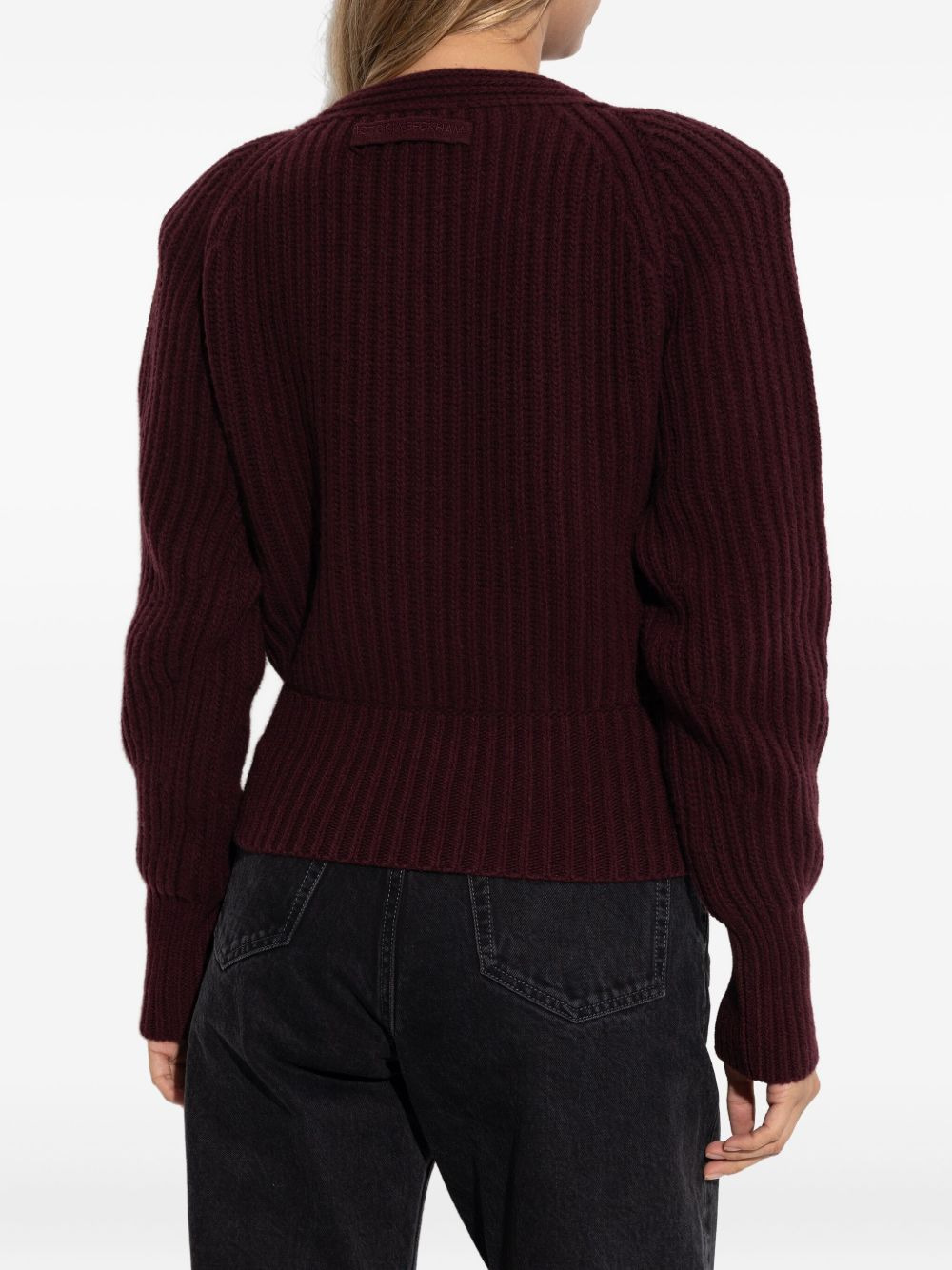 ribbed-knit puff-shoulder sweater - 4