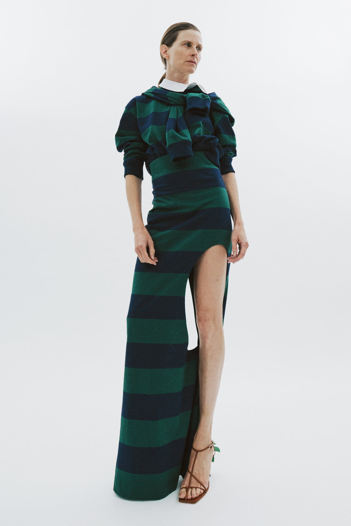 PENCIL SKIRT WITH CUT OUT EMERALD GREEN NAVY - 12