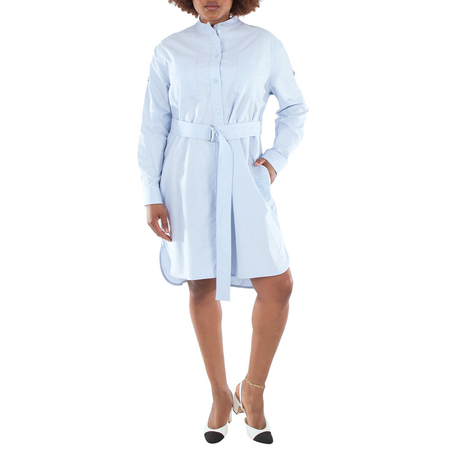 Burberry Long Sleeve Belted Cotton Shirt Dress - 1
