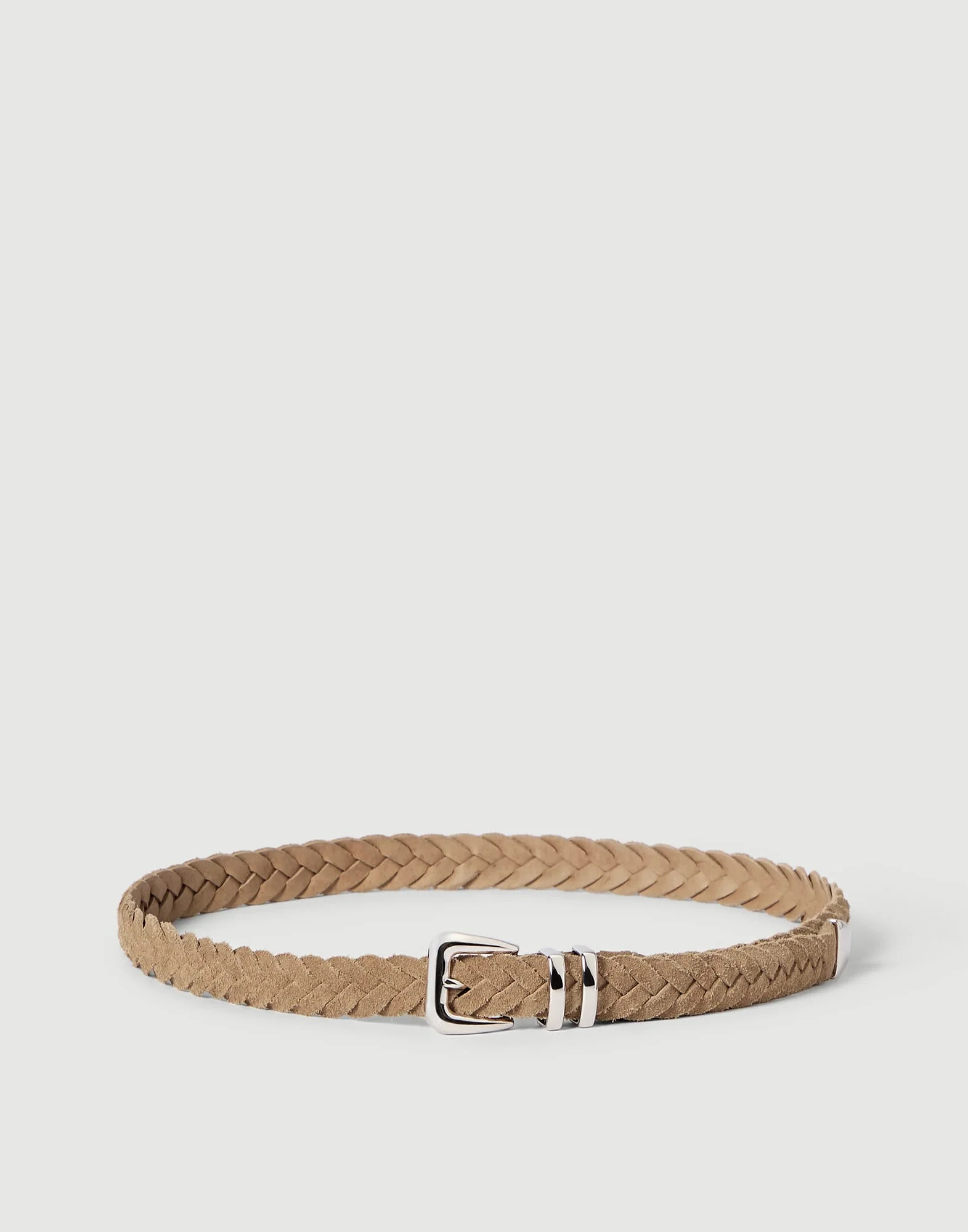 Reversed calfskin braided belt with tip - 1