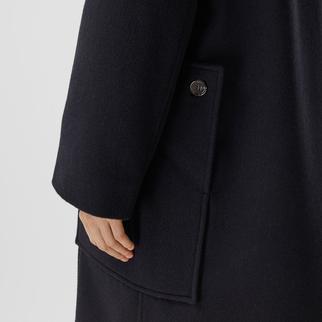 Pocket Detail Cashmere Pea Coat - 6