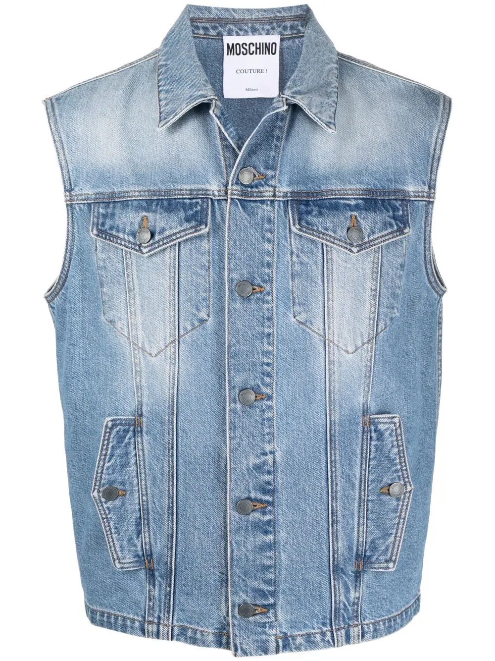 embroidered logo denim vest - 1