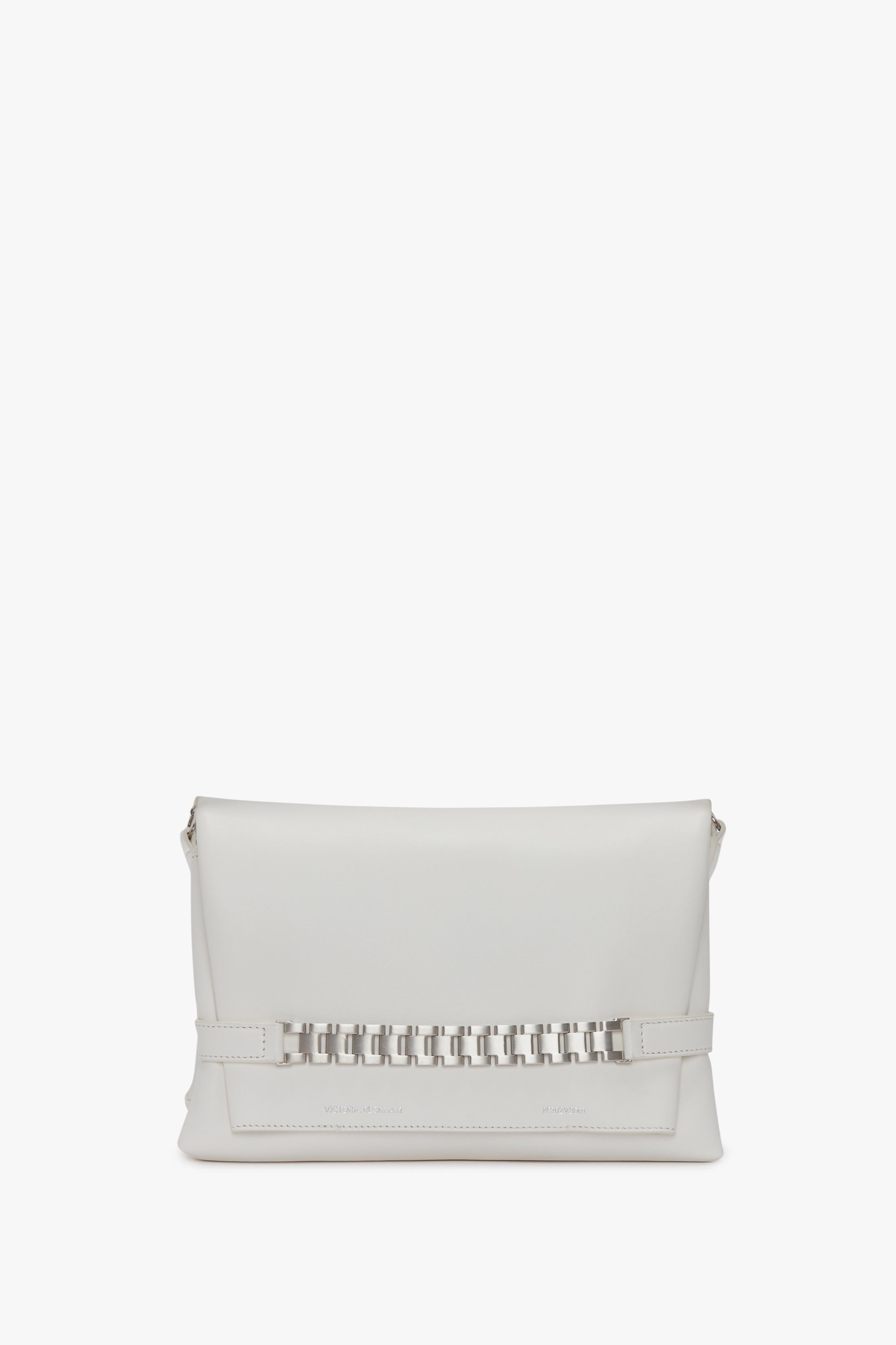 Chain Pouch Bag with Brushed Silver Chain In White - 2