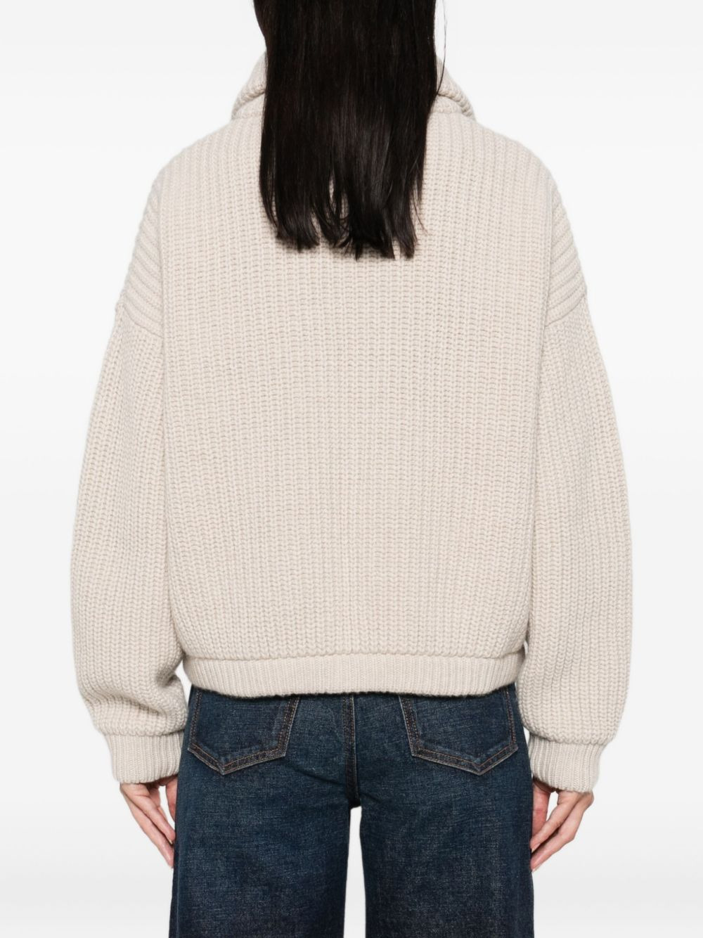 high-neck zip-up cardigan - 4