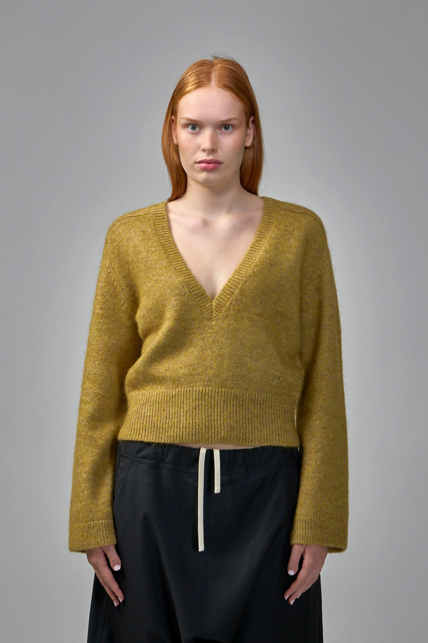 Brushed Mohair Mix Deep V-Neck - 3