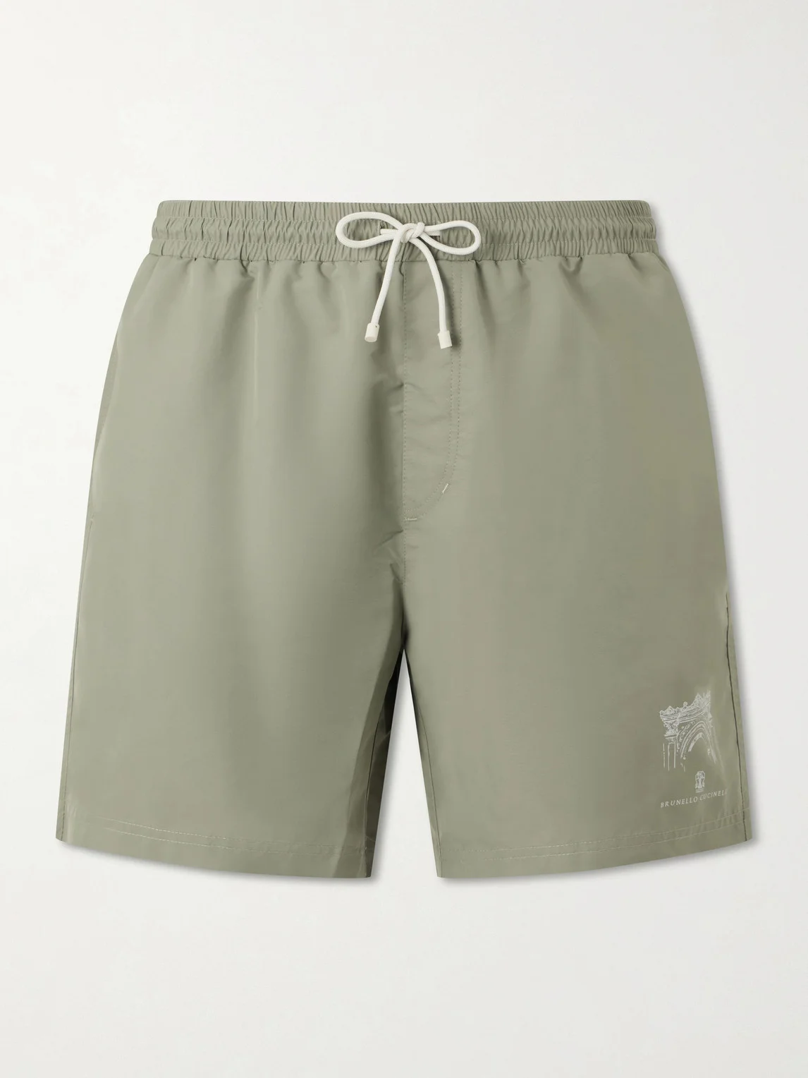 Straight-Leg Mid-Length Logo-Print Swim Shorts - 1
