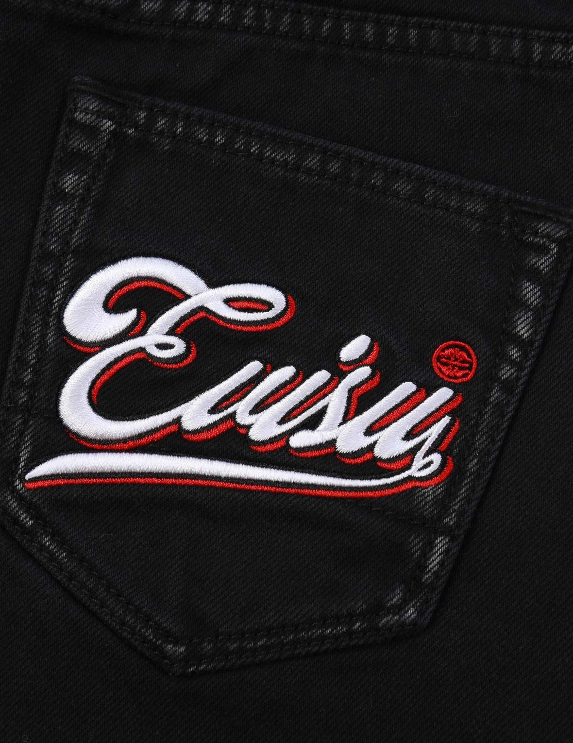 SEAGULL AND 3D LOGO EMBROIDERY DENIM SHORTS - 7