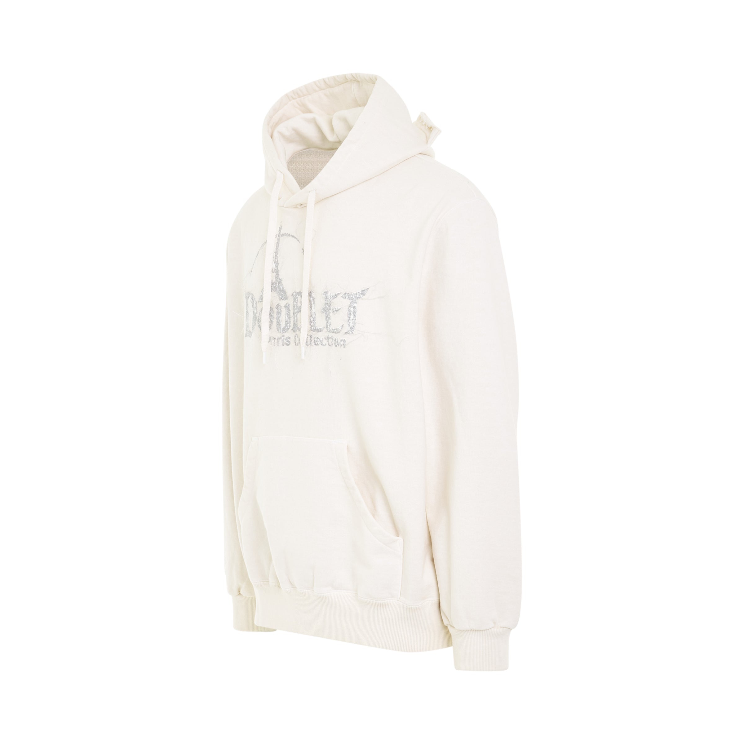 "DOUBLAND" Embroidery Hoodie in White - 2